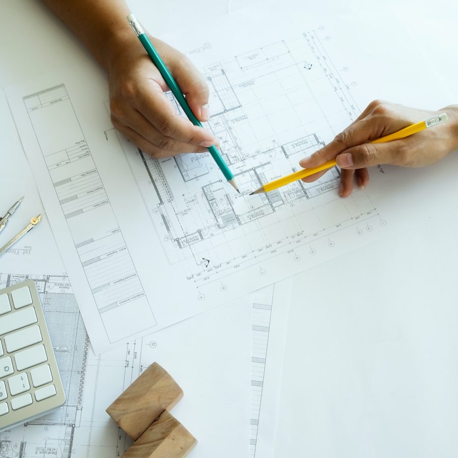 Engineer meeting for architectural project working with partner